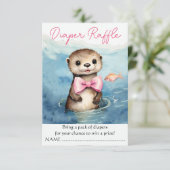 ベビーオッターガール赤ちゃんシャワーおむつラッフル エンクロージャーカード (スタンド正面)