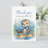 ベビーオッターボーイベビーシャワーありがとう サンキューカード (スタンド正面)