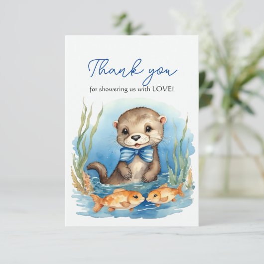 ベビーオッターボーイベビーシャワーありがとう サンキューカード (スタンド正面)