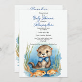 ベビーオッターボーイベビーシャワー招待状 招待状 (正面/裏面)