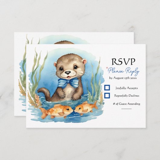 ベビーオッターボーイベビーシャワー 出欠カード (正面/裏面)