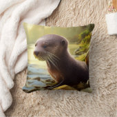 ベビーオッターワイルドライフポートレート クッション (ブランケット)