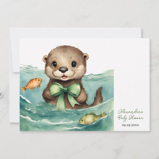 ベビーオッター男女兼用ベビーシャワー招待状 招待状 (裏面)