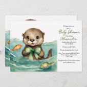 ベビーオッター男女兼用ベビーシャワー招待状 招待状 (正面/裏面)