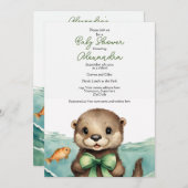 ベビーオッター男女兼用ベビーシャワー招待状 招待状 (正面/裏面)