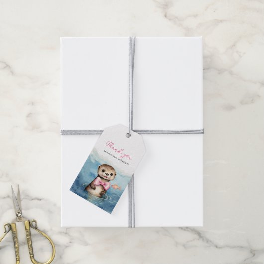 ベビーオッター赤ちゃんシャワー ギフトタグ (より糸付き)