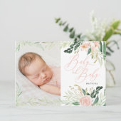 ベビーオベビーピンクフローラ写真誕生のお知らせ 案内状 (スタンド正面)