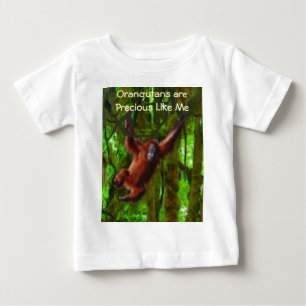 ベビーオランウータン&レインフォレストレプリメイトアートギフト ベビーTシャツ