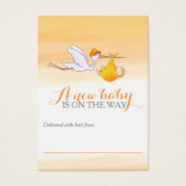 ベビーオレンジ色のシャワーディスプレイカード付きのコウノトリ (正面)