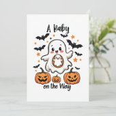 ベビーオンザウェイパステル幽霊妊娠ハロウィーン 招待状 (スタンド正面)