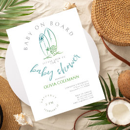 ベビーオンボードウォーターカラーサーフボードベビーシャワー ポストカード