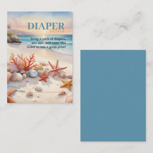 ベビーオンボードコースタルビーチベビーシャワーの招待 エンクロージャーカード (正面/裏面)