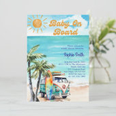 ベビーオンボードコースト熱帯ベビーシャワーテーマ 招待状 (スタンド正面)