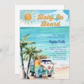 ベビーオンボードコースト熱帯ベビーシャワーテーマ 招待状 (正面/裏面)