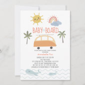 ベビーオンボードサンシャインレインボーバンベビーシャワーInv 招待状 (正面)