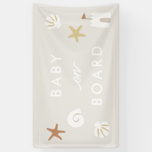 'ベビーオンボード'サンディビーチプール赤ちゃんシャワー 横断幕 (縦)