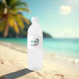 ベビーオンボードサーフをテーマにしたビーチベビーシャワー ペットボトルラベル