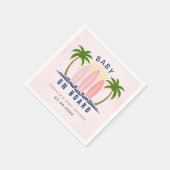 ベビーオンボードサーフィンスプラッシュピンクのベビーガールシャワー スタンダードカクテルナプキン (角)