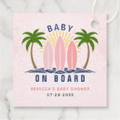 ベビーオンボードサーフィンスプラッシュピンクのベビーガールシャワー フェイバータグ (裏面)