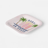 ベビーオンボードサーフィンスプラッシュピンクのベビーガールシャワー ペーパープレート (傾斜あり)