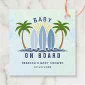 ベビーオンボードサーフィンスプラッシュブルー男の赤ちゃんシャワー フェイバータグ (裏面)