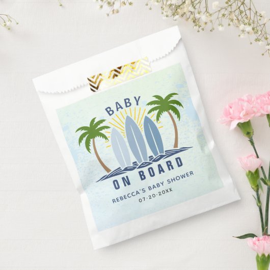 ベビーオンボードサーフィンスプラッシュブルー男の赤ちゃんシャワー フェイバーバッグ (封をした状態)