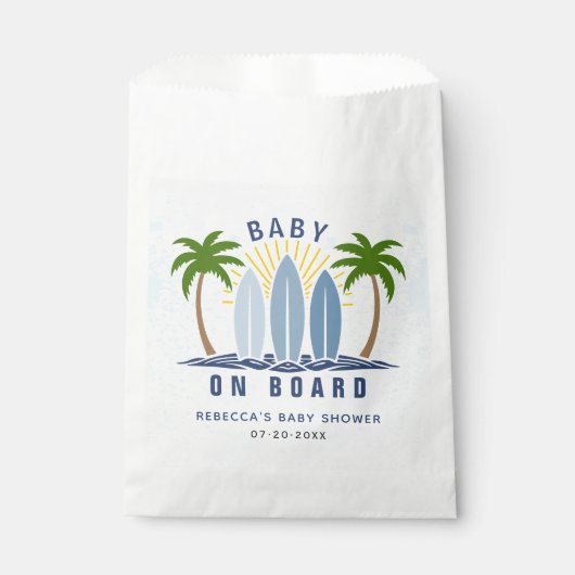 ベビーオンボードサーフィンスプラッシュブルー男の赤ちゃんシャワー フェイバーバッグ (正面)