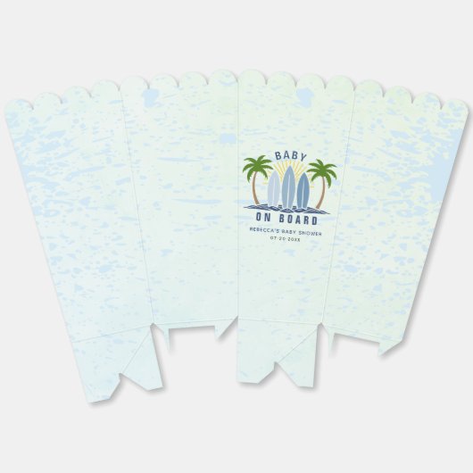 ベビーオンボードサーフィンスプラッシュブルー男の赤ちゃんシャワー フェイバーボックス (見開き)