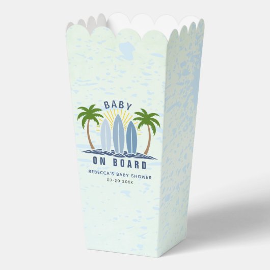 ベビーオンボードサーフィンスプラッシュブルー男の赤ちゃんシャワー フェイバーボックス (正面)