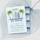 ベビーオンボードサーフィンスプラッシュブルー男の赤ちゃんシャワー 招待状