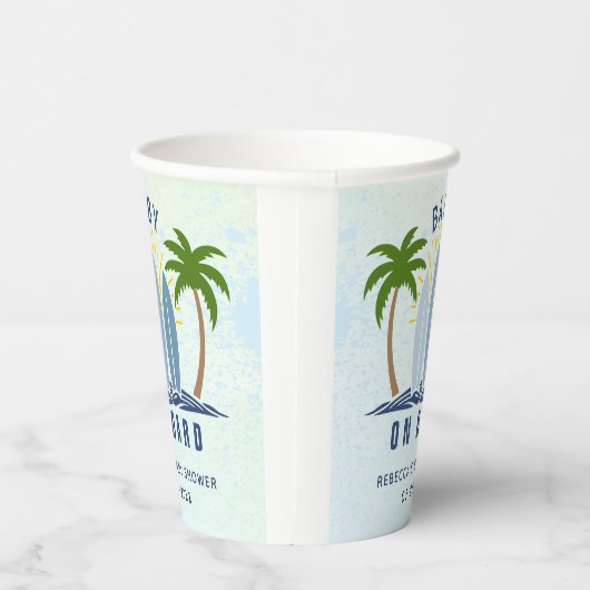 ベビーオンボードサーフィンスプラッシュブルー男の赤ちゃんシャワー 紙コップ (右)