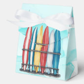 ベビーオンボードサーフィンティール(緑がかった色)ベビーシャワーギフト フェイバーボックス (正面)