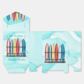 ベビーオンボードサーフィンティール(緑がかった色)ベビーシャワーギフト フェイバーボックス (見開き)