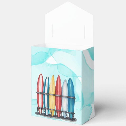 ベビーオンボードサーフィンティール（緑がかった色）ベビーシャワーギフト フェイバーボックス (見開き)