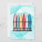 ベビーオンボードサーフィンティール(緑がかった色)ベビーシャワー 招待状 (裏面)