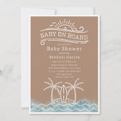 ベビーオンボードサーフィンニュートラルビーチベビーシャワー 招待状 (正面)