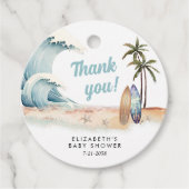ベビーオンボードサーフィンビーチベビーシャワーありがとう フェイバータグ (正面)