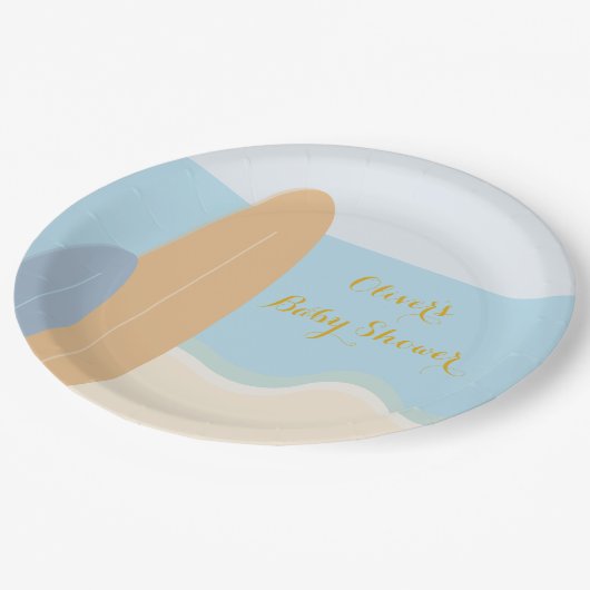 ベビーオンボードサーフィンビーチベビーシャワー ペーパープレート (アングル)