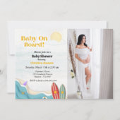 ベビーオンボードサーフィンビーチベビーシャワー 招待状 (正面)