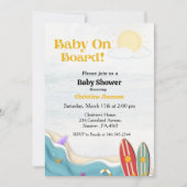 ベビーオンボードサーフィンビーチベビーシャワー 招待状 (正面)