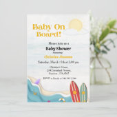 ベビーオンボードサーフィンビーチベビーシャワー 招待状 (スタンド正面)