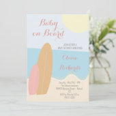 ベビーオンボードサーフィンビーチベビーシャワー 招待状 (スタンド正面)