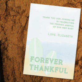 ベビーオンボードサーフィンビーチ水色ベビーシャワー サンキューカード