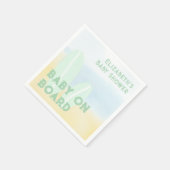 ベビーオンボードサーフィンビーチ水色ベビーシャワー スタンダードカクテルナプキン (角)