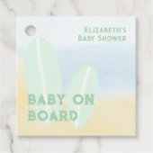 ベビーオンボードサーフィンビーチ水色ベビーシャワー フェイバータグ (正面)