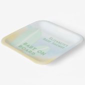 ベビーオンボードサーフィンビーチ水色ベビーシャワー ペーパープレート (傾斜あり)