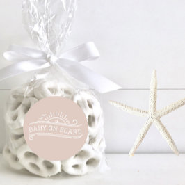 ベビーオンボードサーフィンピンクベビーシャワー ラウンドシール