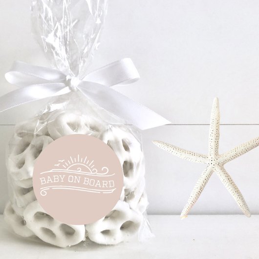 ベビーオンボードサーフィンピンクベビーシャワー ラウンドシール
