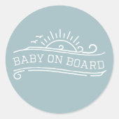 ベビーオンボードサーフィンブルーベビーシャワー ラウンドシール (正面)