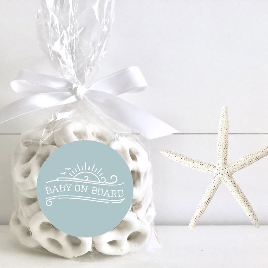 ベビーオンボードサーフィンブルーベビーシャワー ラウンドシール